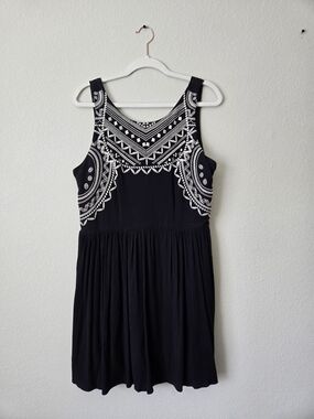 Xhilaration Black Dress with White Embroidered Bodice